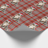Red Pset Australian Shepherd Dog Kerstmis Cadeaupapier (Hoek)