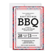 Red Pset Baby shower BBQ Party Invitation