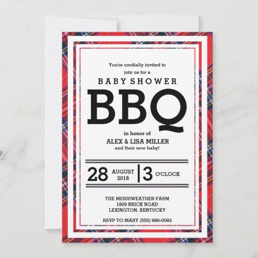 Red Pset Baby shower BBQ Party Invitation Kaart (Voorkant)