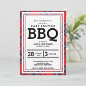 Red Pset Baby shower BBQ Party Invitation Kaart (Staand voorkant)