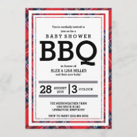 Red Pset Baby shower BBQ Party Invitation