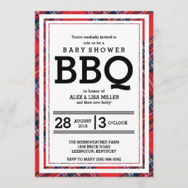 Red Pset Baby shower BBQ Party Invitation Kaart