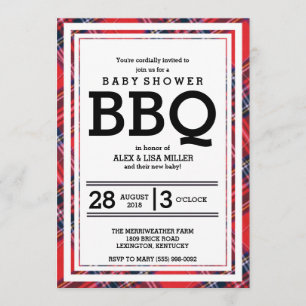 Red Pset Baby shower BBQ Party Invitation Kaart