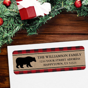 Red Pset Beer Kraft Holiday Return Address Labels