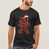 Red Pset Bigfoot kerstlampjes Sasquatch Santa T-shirt (Voorkant)