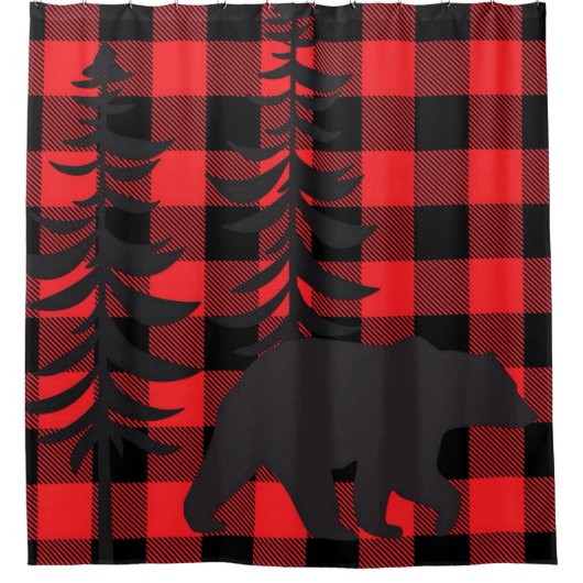 Red Pset Black Beer Silhouette Douchegordijn (Voorkant)