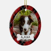 Red Pset Bone Dog Foto & Name Keramisch Ornament (Rechts)