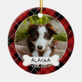 Red Pset Bone Dog Foto & Name Keramisch Ornament (Voorkant)