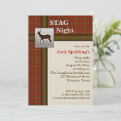 Red Pset, Brown en Silver Stag Invitation Kaart (Staand voorkant)