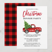 Red Pset Brush Script Truck Kerstparty Kaart (Voorkant / Achterkant)