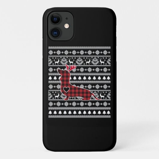 Red Pset Buffalo Dachshund Dog Kerstmis Case-Mate iPhone Case (Achterkant)