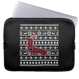 Red Pset Buffalo Dachshund Dog Kerstmis Laptop Sleeve