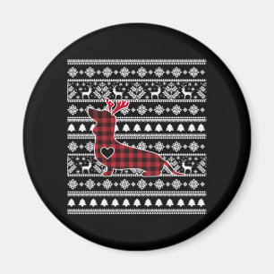 Red Pset Buffalo Dachshund Dog Kerstmis Magneet