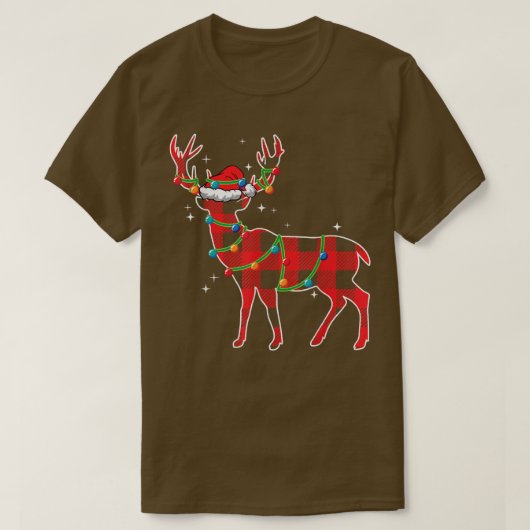 Red Pset Buffalo Deer kerstpyjama T-shirt (Design voorkant)