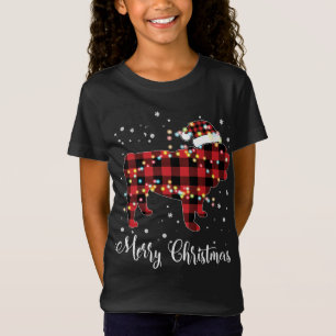 Red Pset Buffalo English Bulldog Merry Kerstmis T-shirt