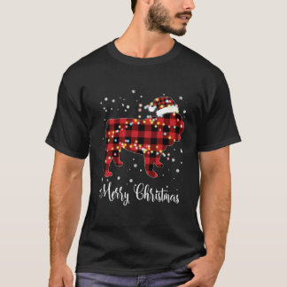 Red Pset Buffalo English Bulldog Merry Kerstmis T-shirt