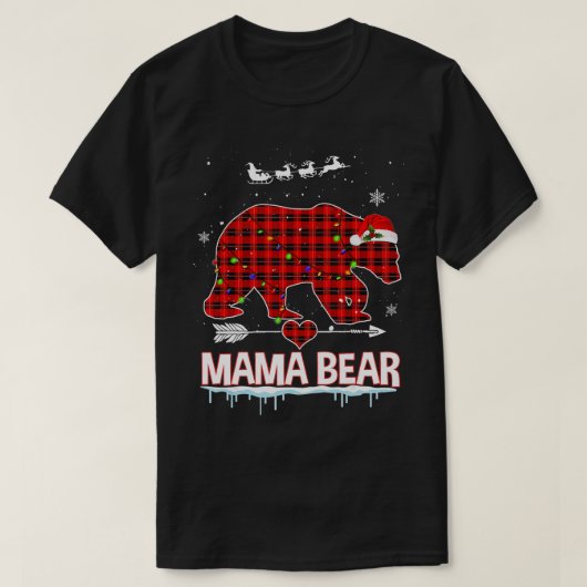 Red Pset Buffalo Mama Beer kerstpyjama Fami T-shirt (Design voorkant)