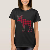 Red Pset Buffalo Moose met kerstcadeau T-shirt (Voorkant)