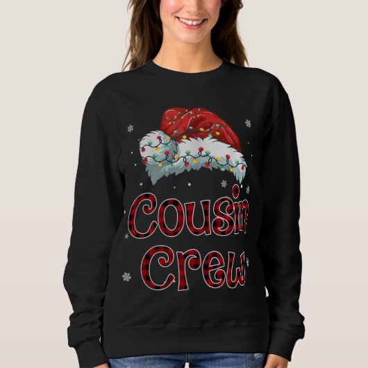 Red Pset Buffalo Neef Crew Pajama Matching Fami Trui (Voorkant)