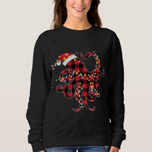 Red Pset Buffalo Octopus kerstlampjes Trui (Voorkant)