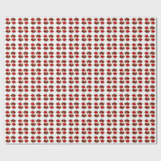 Red Pset Buffalo Santa Kerstmis Cadeaupapier (Vlak)