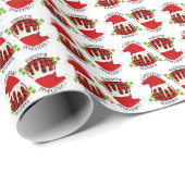 Red Pset Buffalo Santa Kerstmis Cadeaupapier (Rol Hoek)