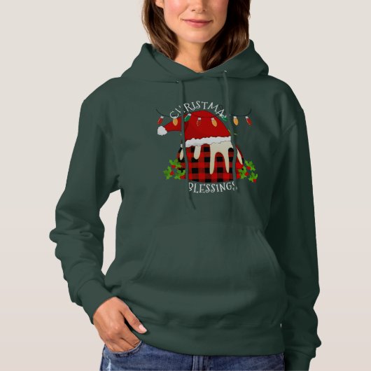 Red Pset Buffalo Santa Kerstmis Hoodie (Voorkant)