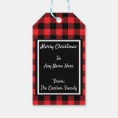 Red Pset Buffalo Tartan Flannel op maat Cadeaulabel (Voorkant)