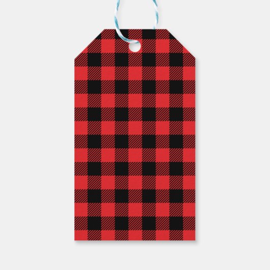 Red Pset Buffalo Tartan Flannel op maat Cadeaulabel (Achterkant)