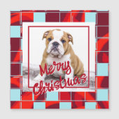Red Pset Bulldog Dog Photo Merry Kerstmagneet (Voorkant)