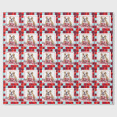 Red Pset Bulldog Dog Photo Merry Kerstry Cadeaupapier (Vlak)