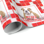 Red Pset Bulldog Dog Photo Merry Kerstry Cadeaupapier (Rol Hoek)