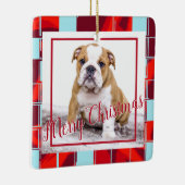 Red Pset Bulldog Dog Photo Merry Kerstry Keramisch Ornament (Rechts)
