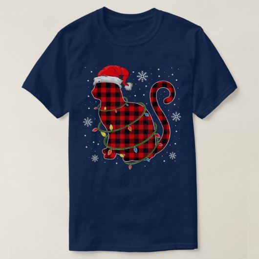 Red Pset Cat Santa Hat-kerstpyjama familie X T-shirt (Design voorkant)
