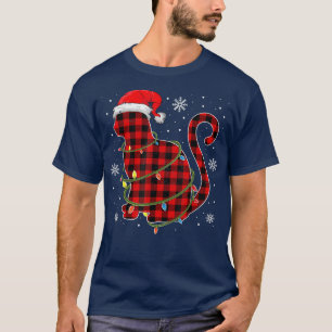 Red Pset Cat Santa Hat-kerstpyjama familie X T-shirt