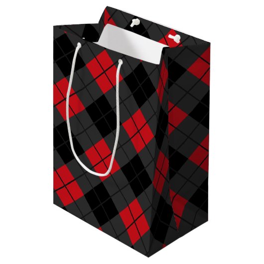 Red Pset Check Gift Bag Medium Cadeauzakje (Voorkant Gekanteld)