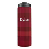 Red Pset Check Pattern Rustic Personalized Thermosbeker (Voorkant)