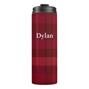 Red Pset Check Pattern Rustic Personalized Thermosbeker