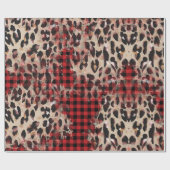 Red Pset Cheetah Funky Kerstmis Cadeaupapier (Vlak)
