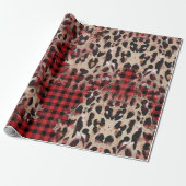 Red Pset Cheetah Funky Kerstmis Cadeaupapier (Uitgerold)