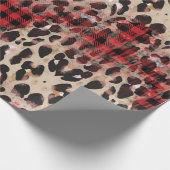 Red Pset Cheetah Funky Kerstmis Cadeaupapier (Hoek)