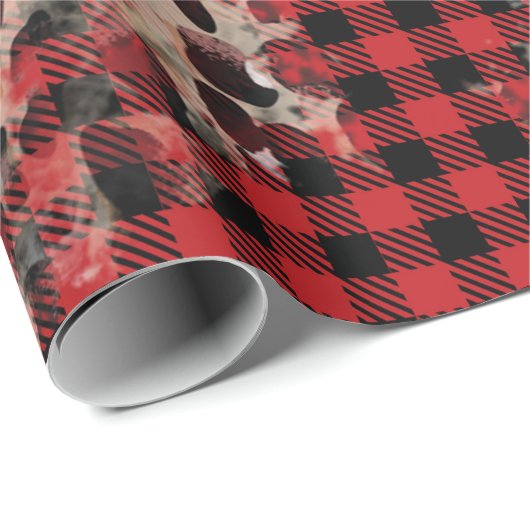 Red Pset Cheetah Funky Kerstmis Cadeaupapier (Rol Hoek)