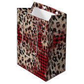Red Pset Cheetah Print Funky Kerstmis Medium Cadeauzakje (Voorkant Gekanteld)