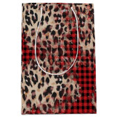 Red Pset Cheetah Print Funky Kerstmis Medium Cadeauzakje (Voorkant)