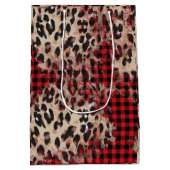 Red Pset Cheetah Print Funky Kerstmis Medium Cadeauzakje (Achterkant)