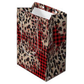 Red Pset Cheetah Print Funky Kerstmis Medium Cadeauzakje (Achterkant Gekanteld)