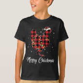 Red Pset Chicken Merry Chickmas Kerstmis Pajama T-shirt (Voorkant)