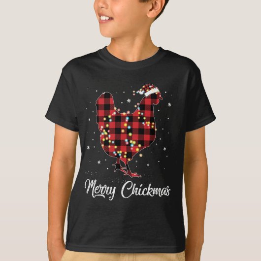 Red Pset Chicken Merry Chickmas Kerstmis Pajama T-shirt (Voorkant)