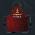 Red Pset Cookie Baking Creed-kerstmis Schort<br><div class="desc">Het ideale schort voor al je kerstvakanties! Kute tandenbrood en rolpin met jouw naam. Fun typografie zegt "Cookie Baking Crew - Baking and Tasting Division". Het perfecte schort voor je hele gezin! Fun red buffalo plaid.</div>