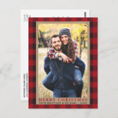 Red Pset Couple Foto Merry kerstkraft Briefkaart (Voorkant / Achterkant)